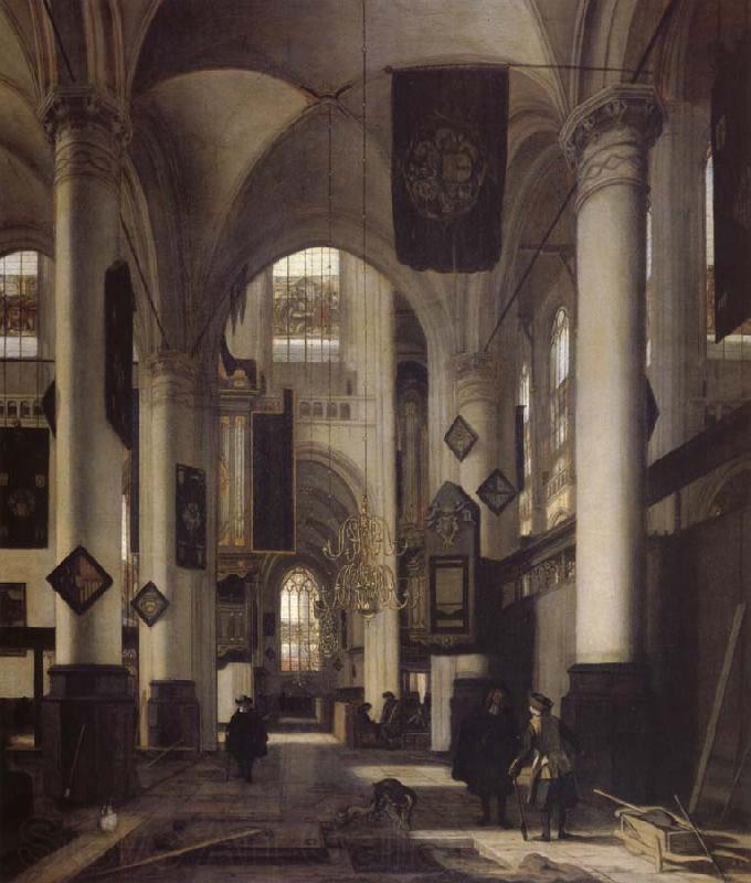 REMBRANDT Harmenszoon van Rijn Interior of a Protestant  Gothic Church with Architectural Elements of the Oude Kerk and Nieuwe Kerk in Amsterdam Spain oil painting art